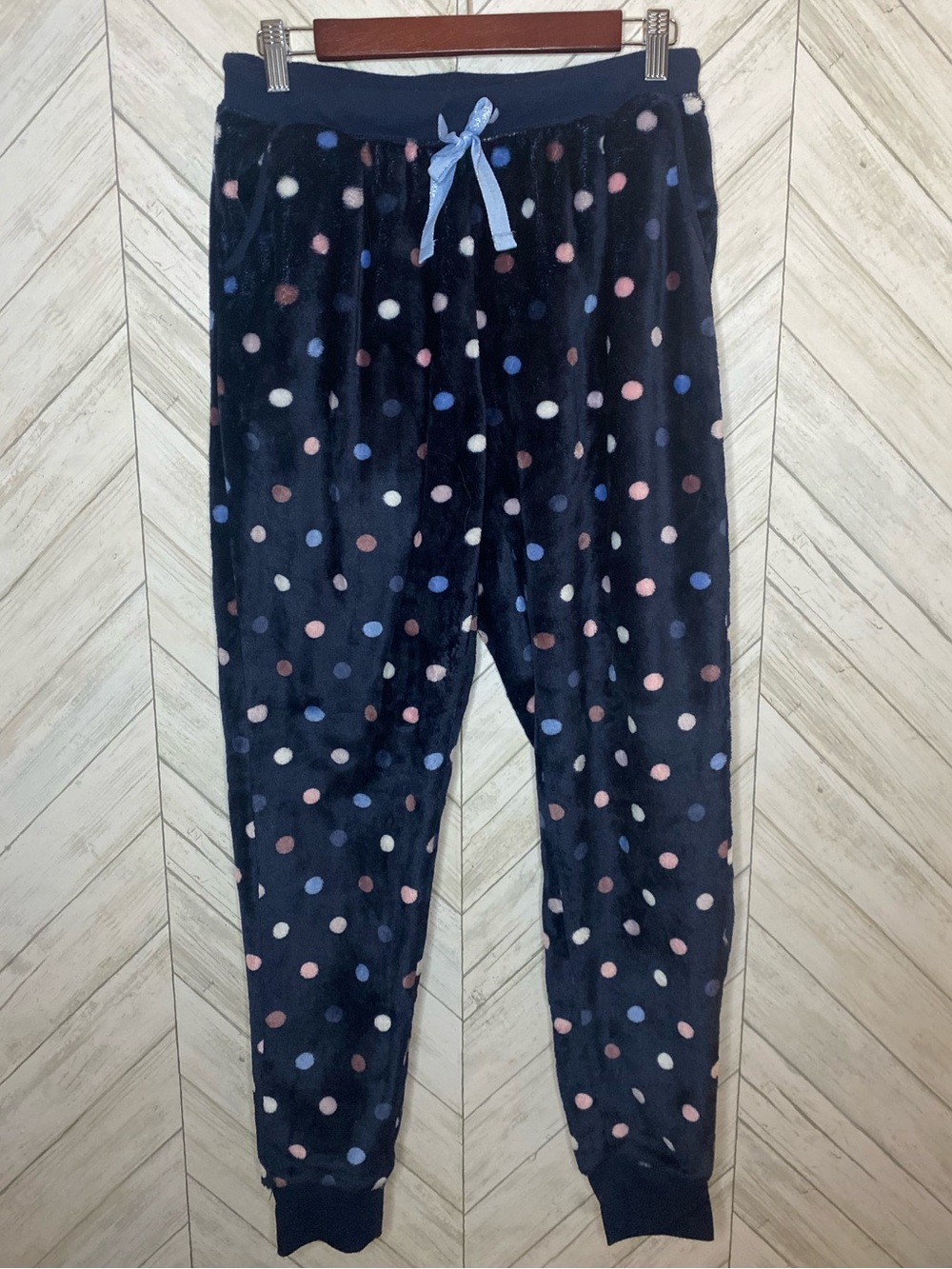 George Navy Plush Polka Dot Pajama Pants - Blue/Pink/White Dots
